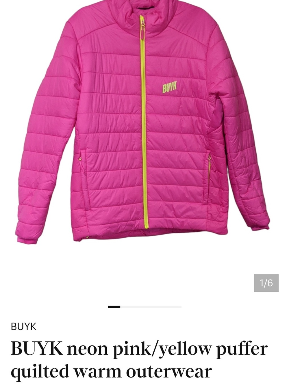 Buyk Neon Pink Puffer Coat, a lightweight, quilted jacket